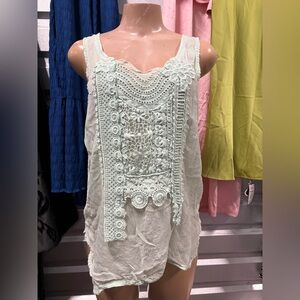 JOHNNY WAS Women's Crochet Overlay Tank Top